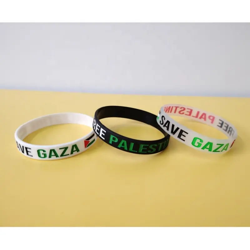 Stock pronto per la spedizione di gomma gaza braccialetti in silicone palestine bracciale