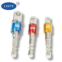 LXD Lot de 3 adaptateurs de douille à queue hexagonale nickelés, rallonges de 1/4 ", 3/8 " et 1/2 " pour outils électriques