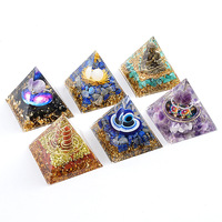 Pyramide en résine de cristal naturel de 5 cm, ornement de style européen et américain pour la maison, le bureau, la décoration, le yoga et la méditation, origine Chine, couleur naturelle