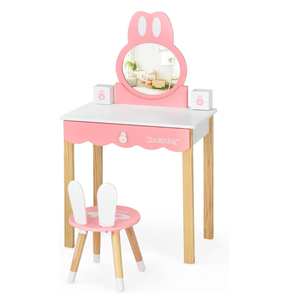 <span class=keywords><strong>โต๊ะ</strong></span>แต่งตัวเด็กเฟอร์นิเจอร์ไม้สำหรับห้องนอนกระต่าย<span class=keywords><strong>การ์ตูน</strong></span>สีชมพูโต๊ะเครื่อง<span class=keywords><strong>แป้ง</strong></span><span class=keywords><strong>โต๊ะ</strong></span>ไม้ม้านั่งพร้อมชุดกระจก - Product Image 1