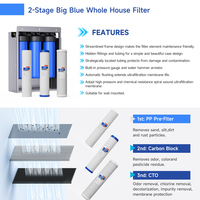 Système de filtration d'eau pour toute la maison, 3 étapes, 20 pouces, bleu, Australie |   Débit élevé, entrée/sortie de 1 pouce