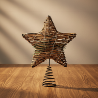 28 cm Natürlicher Stern als Baumspitze mit 20 Warmweißen LED-Lichtern Weihnachtsbaum-Spitzenstern Weihnachtsdekoration