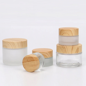 Bocaux en verre PCR de luxe de 4 oz avec couvercles en bois grainé, modèle LK01, logo personnalisé pour contenants cosmétiques - Product Image 2
