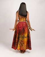 Robe longue sans manches à col halter imprimé africain pour femme A12336, taille empire, boutonnée sur le devant, avec poches, style sundress