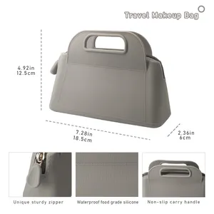 Medium Size Waterproof Portable Silicone Cosmetic Bag Minimalist Classic Zipper Handbag For Lady