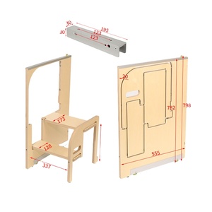 Échelle pliante multifonctionnelle à deux marches en bois et alliage d'aluminium, moderne et luxueuse, pour l'intérieur, la maison, les enfants, les appartements, les hôtels - Product Image 1