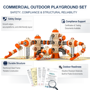Ensemble <span class=keywords><strong>de</strong></span> <span class=keywords><strong>jeux</strong></span> d'extérieur pour enfants, toboggan combiné avec pont à double toboggan, qualité commerciale pour parcs - Product Image 3