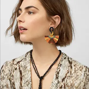 Fashion Raffia Dangle Earrings Colored Raffia Earrings Statement Handmade Weave Earrings Jewelry For Women Girls Gift