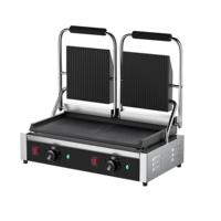 Grill électrique professionnel double face pour panini, machine à sandwich en acier inoxydable avec plaques côtelées pour restauration rapide