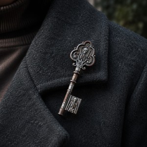 Pin de <span class=keywords><strong>esmalte</strong></span> duro personalizado directo de fábrica, broche de llave de lujo en bronce antiguo y plata, insignia gótica, artículo de regalo de recuerdo, venta al por mayor, MOQ - Product Image 2