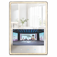 Miroir de salle de bain LED moderne HAOCROWN avec écran tactile TV, miroir TV intelligent, miroir de maquillage éclairé mural pour hôtel et maison