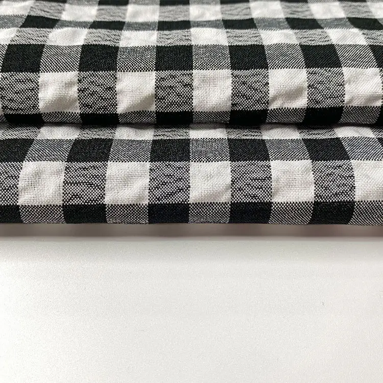 fashion stripe gingham polyester crepe check fabric for women and children for blouses and shirt