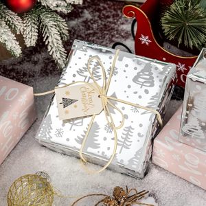 Christmas <b>Wrapping</b> <b>Paper</b> Roll 17in X 33ft Silver Tree Snowflake Reversible Design For Holiday Gift <b>Wrapping</b> - Product Image 5