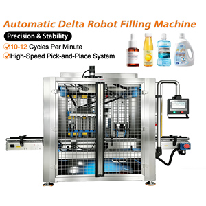 Machine de remplissage automatique à bras araignée Delta (10-12 CPM) avec pistolet doseur servo pour pâtes, liquides et sauces - Product Image 1