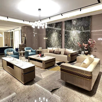 Ensemble de canapés de salon pour villa postmoderne de luxe léger meubles de designer en bois massif de style hongkongais personnalisés canapés minimalistes en forme de L