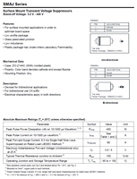 Diodos TVS SMD Bidireccionales SMAJ48CA 400W SMA(DO-214AC) VBR 53.3-58.9V 100% Originales y con Código de Lote Rastreable