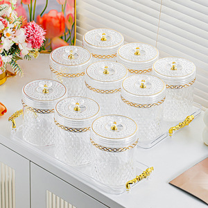 Décoration d'intérieur, <span class=keywords><strong>pot</strong></span> à bougie <span class=keywords><strong>en</strong></span> <span class=keywords><strong>verre</strong></span> recyclé, <span class=keywords><strong>pot</strong></span> à bonbons transparent de couleur orange, <span class=keywords><strong>lot</strong></span> de pots <span class=keywords><strong>en</strong></span> <span class=keywords><strong>verre</strong></span> avec couvercle - Product Image 3
