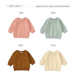 Penjualan terlaris 100% katun organik French Terry musim semi musim gugur O leher Sweatshirt Pullover Lengan penuh anak-anak T Shirt bayi - Product Image 2