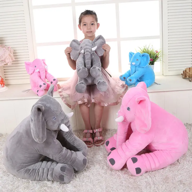 40Cm/60Cm Hoogte Grote Pluche Olifant Pop Speelgoed Kinderen Slapen Rugkussen Leuke Gevulde Olifant Baby Begeleiden doll Xmas Gift