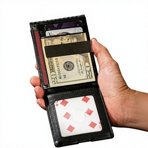 Factory Real Leather Men's Z-fold Wallet Custom Magician Props FPS Wallet Street Stage Show Profession Magic Trick Purse - Product Image 1