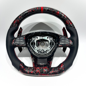 Volant sport personnalisé en fibre de carbone forgée rouge pour <span class=keywords><strong>Mercedes</strong></span> Benz AMG W205 W204 W203 W212 W213 CLS W222 C300 - Product Image 1