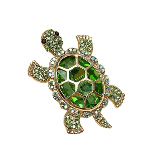 クリスタルゴールドグリーンXHO Chi Eta Phiタートルパーティーブローチ1932亜鉛合金ピンアクセサリーソロリティ & フラタニティウェディング & ギフト用 - Product Image 2