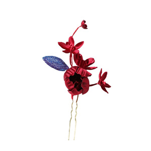 25 Épingles à Cheveux Faites à la Main de Style Antique et Nouveau Style Chinois, Motif Fleur Rouge, pour Robe de Mariée/Accessoires Cheongsam - Product Image 5