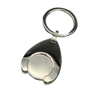 R2LE Supermarché Chariots Sacs Pratique Panier Pièce Porte-clés Euro/Blanc Motif Fiable Porte-clés 25mm Métal Matériel - Product Image 3