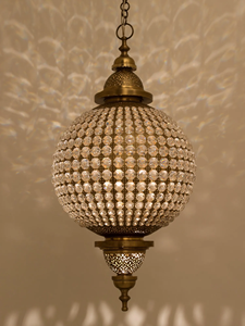 <span class=keywords><strong>Crysta</strong></span> ánh sáng trần là một bàn tay đẹp giả mạo và chạm khắc antiqued đồng cầu với tinh thể hình bát giác cao - Product Image 2