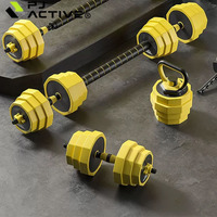 Set Dumbbell Semen Berlapis Karet PINJIAN Home Gym yang Dapat Disesuaikan dengan Pegangan Anti-Selip, Dapat Diubah Menjadi Barbell