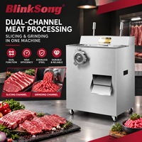 BlinkSong Hachoir et trancheuse à viande électrique professionnelle en acier inoxydable SUS304, machine de traitement des aliments double usage pour restaurant, 50 kg