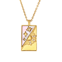 Dingran femmes plaqué or en acier inoxydable soleil étoile coquille Tarot carte collier sans ternissement bijoux pour anniversaire en forme de coeur