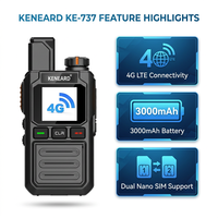 KENEARD KE-737 Talkie-walkie 4G POC à portée mondiale, batterie 3000 mAh, double Nano SIM, appels de groupe multi-fréquences, puissance de sortie 2W