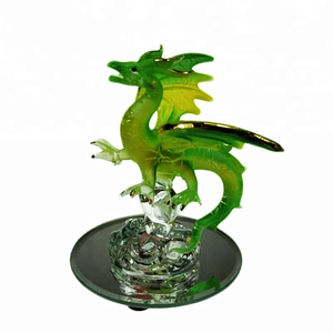 Glass Crafts Factory Directly Supply Handpainted Glass Western Dragon Figurines Custom Glass Christmas Ornament