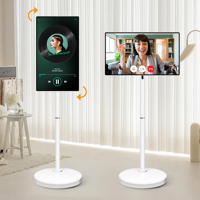 24 Inch Portable Movable Floor Touch Screen Home Smart Display Smart Display Portable TV for Live Streaming Tv Games and Fitness