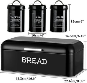 Hộp Đựng Bánh Mì Nhà Bếp Gia Đình Bằng Kim Loại Bộ Hộp Đựng Cà Phê Đường Trà Hộp Đựng Bánh Mì Có Nắp Bộ Hộp Đựng - Product Image 5