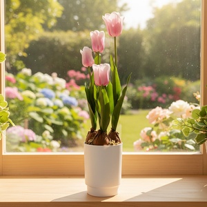 <span class=keywords><strong>Tulipe</strong></span> Artificielle Populaire en Pot, Bonsaï Haute Simulation pour Décoration Intérieure, Ornement Végétal <span class=keywords><strong>de</strong></span> Table - Product Image 3
