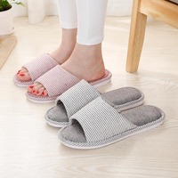 Zapatillas de algodón de estilo japonés para mujer, zapatos de interior antideslizantes informales para primavera y otoño, piel suave de PVC fabricada por Acme Company
