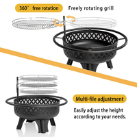 Brasero extérieur rond en fonte noire de 32 pouces pour brûler du bois avec grilles de cuisson BBQ, conception sans fumée