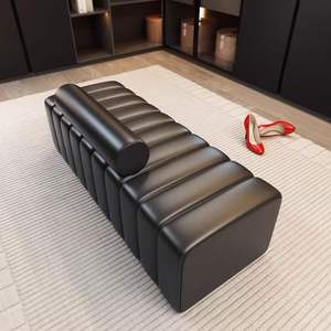 Sofa Panjang Kulit untuk Ruang Tunggu Manikur, Area Kecantikan, Salon Kuku, Bangku & Ottoman - Product Image 4