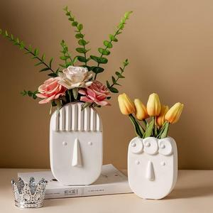 Wholesale Nordic Creative Flower <strong>Vases</strong> Decor White Face Ceramic <strong>Vase</strong> <strong>Set</strong> of <strong>3</strong> Home Decor <strong>Vases</strong> for Wedding Center Piece - Product Image 1