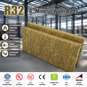 Panel Aislante de Lana de <span class=keywords><strong>Roca</strong></span> Impermeable <span class=keywords><strong>CAN</strong></span>/ULC S702, para Construcción de Paredes Metálicas, R32, 8 Pulgadas, Paneles de Lana Mineral para América - Product Image 1