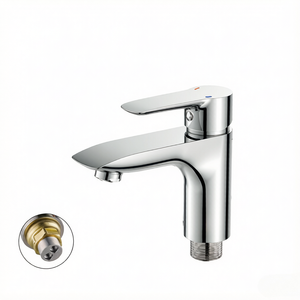Robinet en alliage de zinc à un seul trou au design minimaliste moderne, avec cartouche céramique, idéal pour lavabo de salle de bain d'hôtel ou d'appartement - Product Image 1