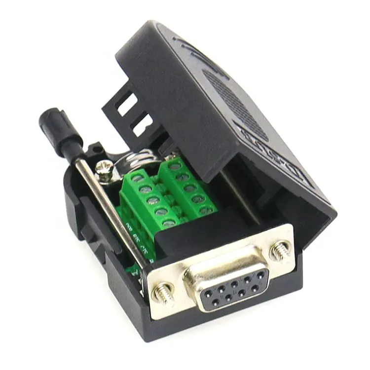 Wholesale DB9 D-SUB RS232 Adapter 9 Pin Female signals Terminal Breakout with Plastic Cover and screw nuts