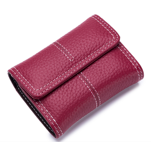 Portefeuille court de luxe vintage en cuir véritable, coloré, de créateur, portable, porte-cartes et porte-monnaie pour femme - Product Image 5