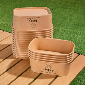 Caja de almuerzo desechable de kraft personalizada de 750 ml, rectangular, para picnic, camping, ensalada de frutas, comida para llevar, caja de embalaje de papel. - Product Image 2