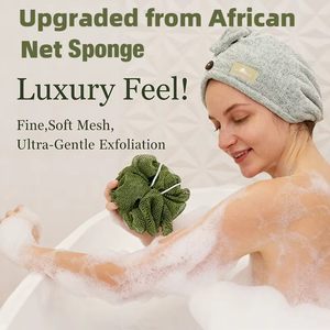 Éponge de bain exfoliante africaine authentique OEM avec nœuds, éponge de douche pour le dos, éliminateur de peaux mortes, séchage rapide, en nylon, type loofah - Product Image 2