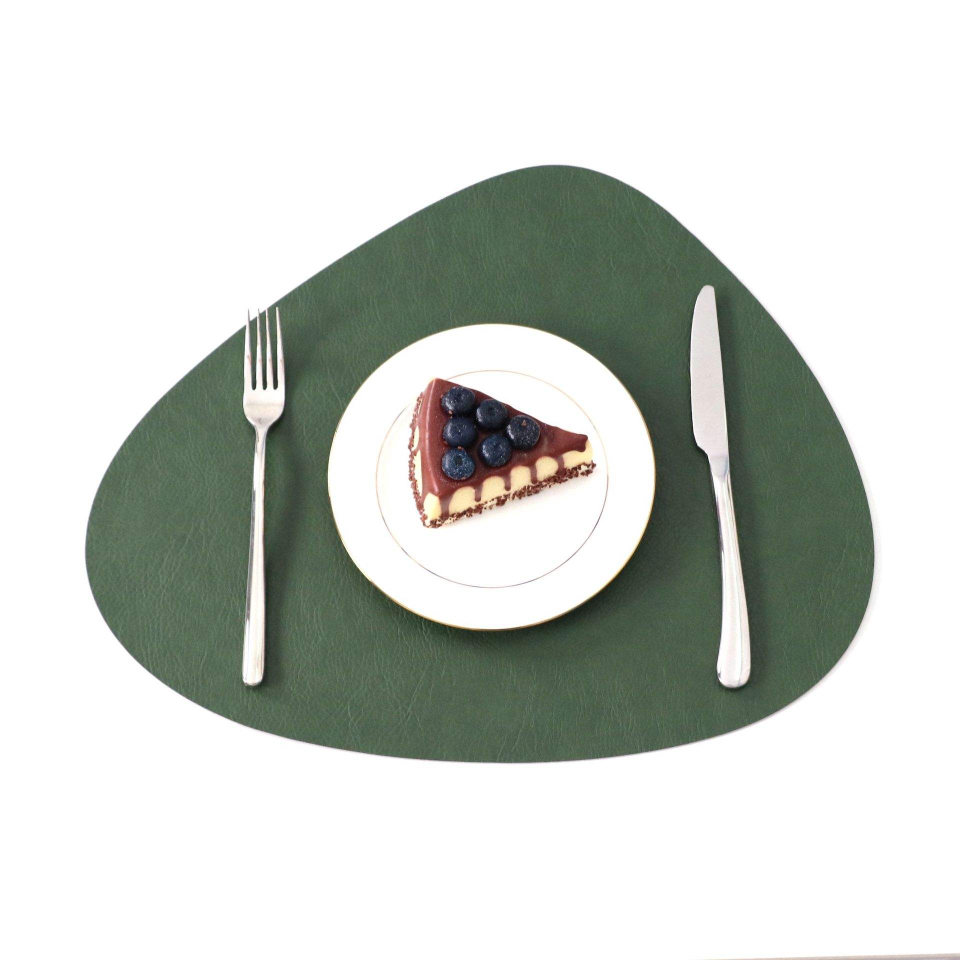 Cuir de vachette en forme de goutte vert foncé gris clair