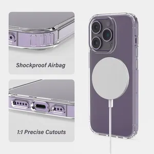 Оригинальное качество для Apple Iphone 13 14 Pro Max Mag безопасный магнитный кольцевой чехол для телефона прозрачный силиконовый Magsafing Беспроводное зарядное устройство