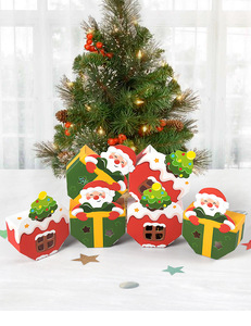 Boîte cadeau de Noël pour bonbons, mignonne, pliable, avec fenêtre, pour biscuits et chocolats, en forme de <span class=keywords><strong>maison</strong></span> du Père Noël, 10 pièces/paquet - Product Image 2